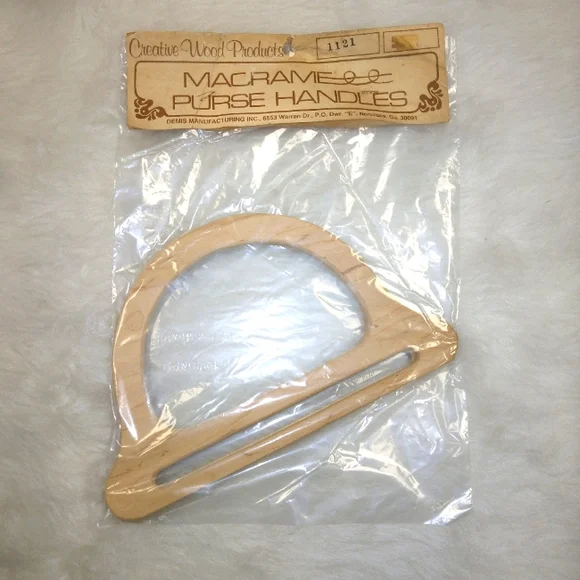MACRAME Vintage Purse Handles, 1 pair of lightweight, real wood purse ha… - Picture 1 of 3